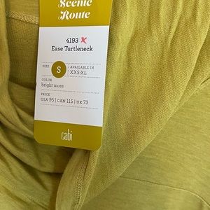Cabi brand Ease Turtleneck. Chartreuse color. Size small.